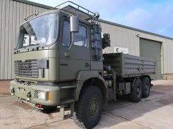 ex army MAN 27.314 6x6 Cargo Truck with HMF 910 7.9 tm Crane